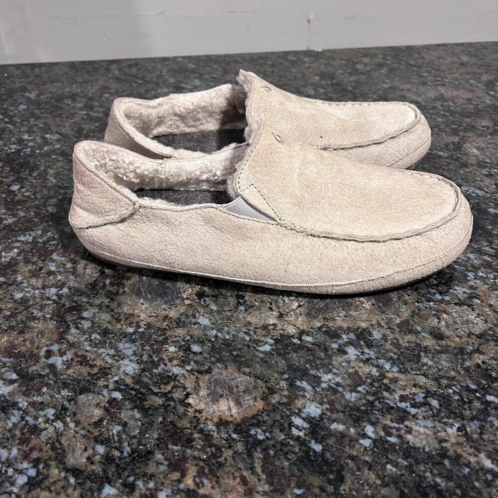 Olukai Nohea Women's Slippers Leather Sheep Wool Lining Size 10